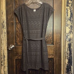 *EUC* Merona Charcoal Gray/Brown Crochet Eyelet Lace Swim/Beach Coverup or Dress
